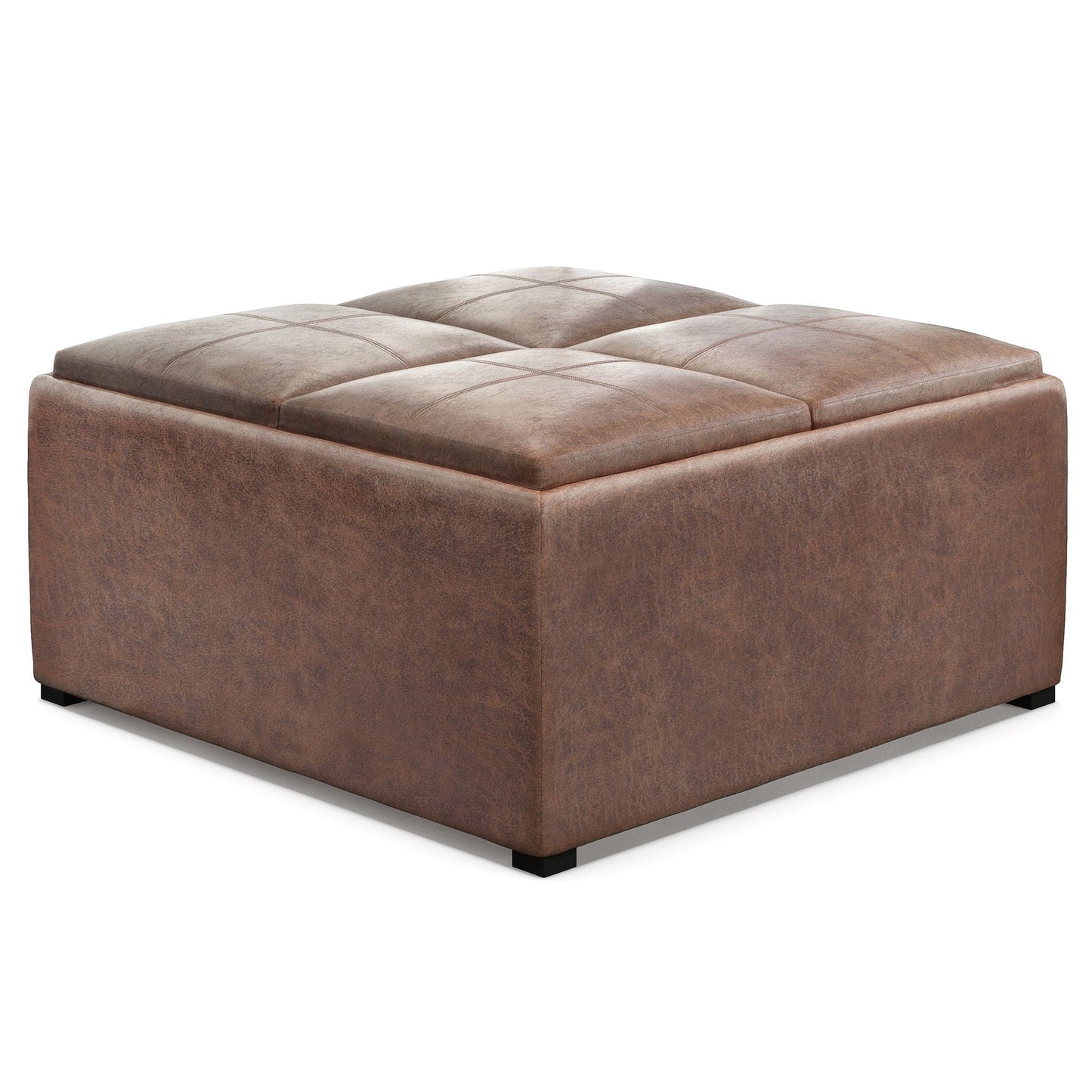 Avalon - Square Coffee Table, Storage Ottoman Simpli-Home