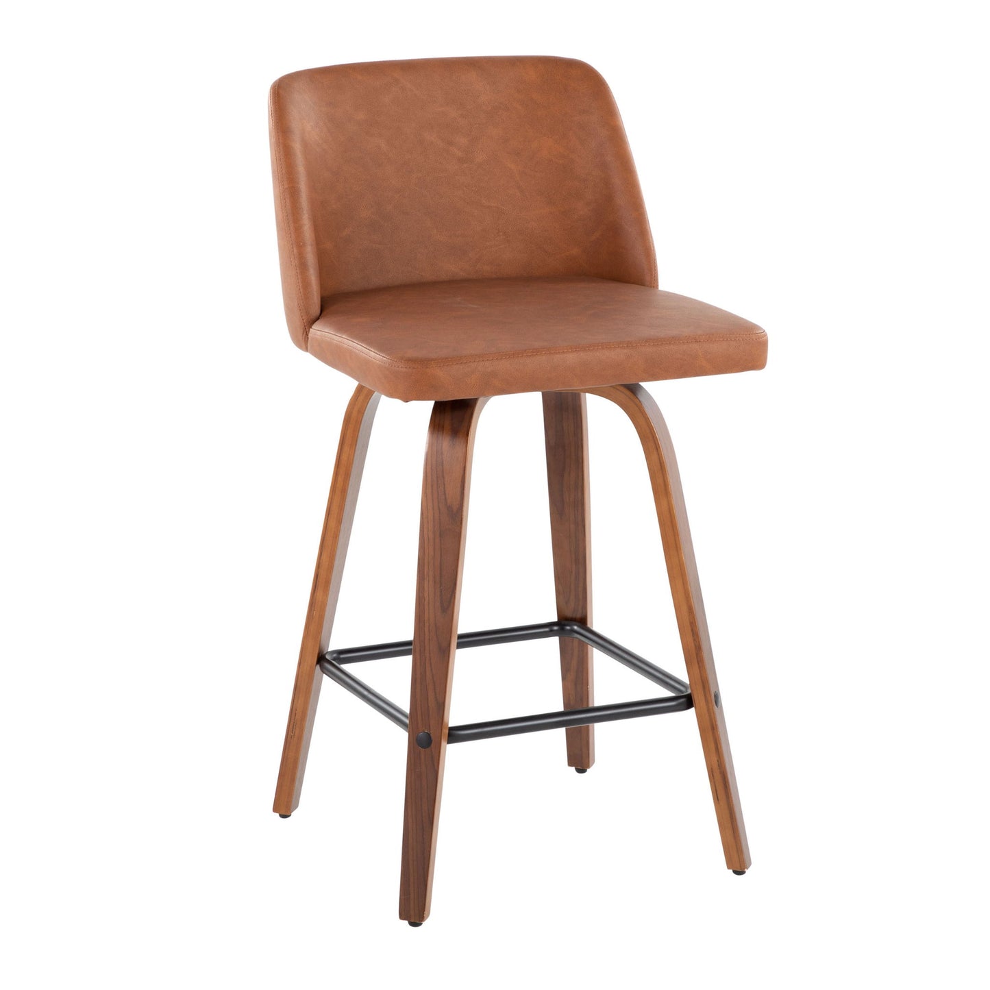 Toriano - Mid Century Modern Fixed Height Counter Stool & Square Footrest (Set of 2) Lumi Source