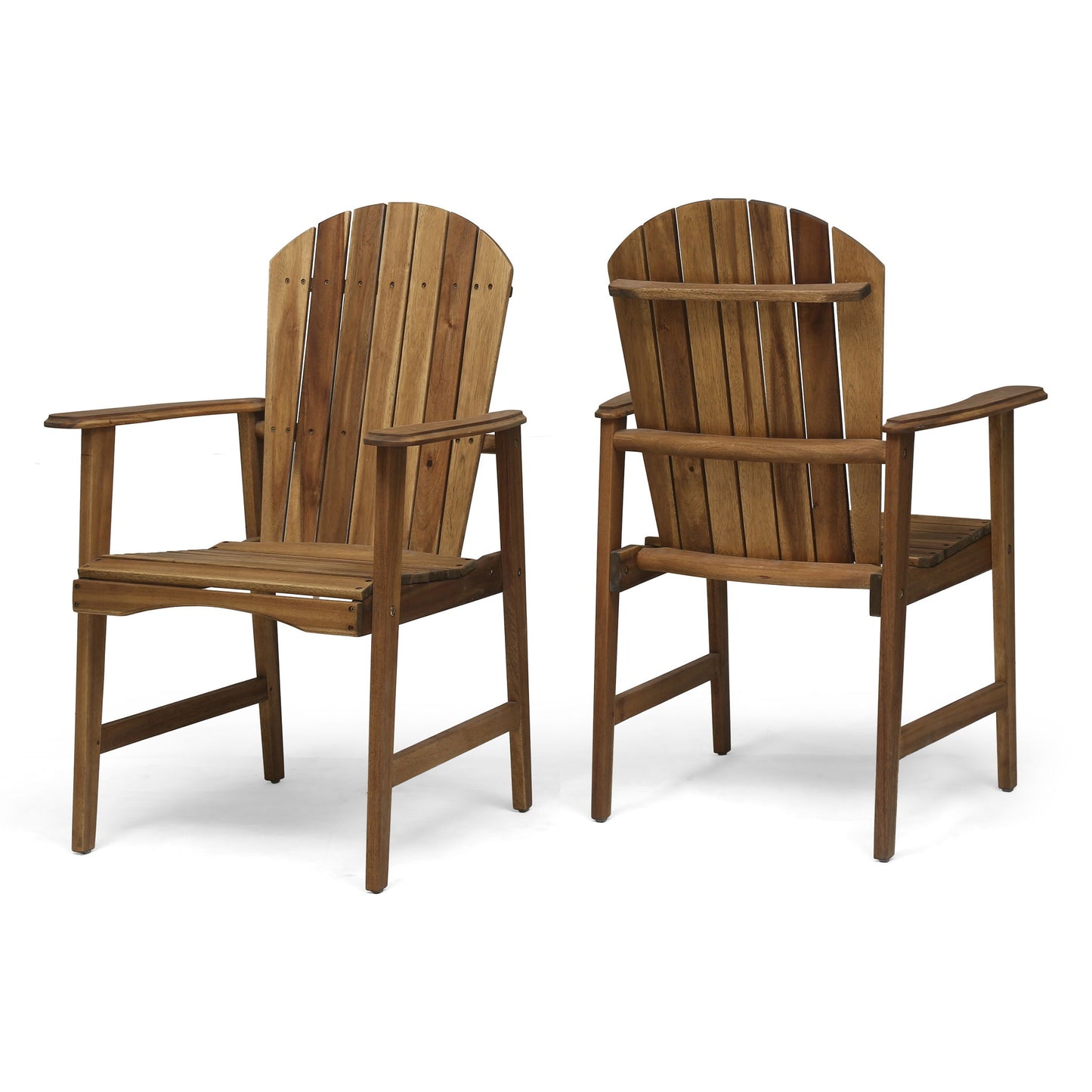 Outdoor Weather Resistant Acacia Wood Adirondack Dining Chairs (Set of 2) Noble House