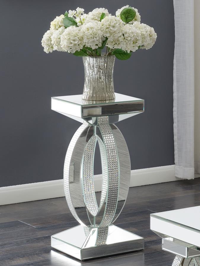 Amalia - Square Mirrored Acrylic Crystal Side End Table - Silver CoasterElevations