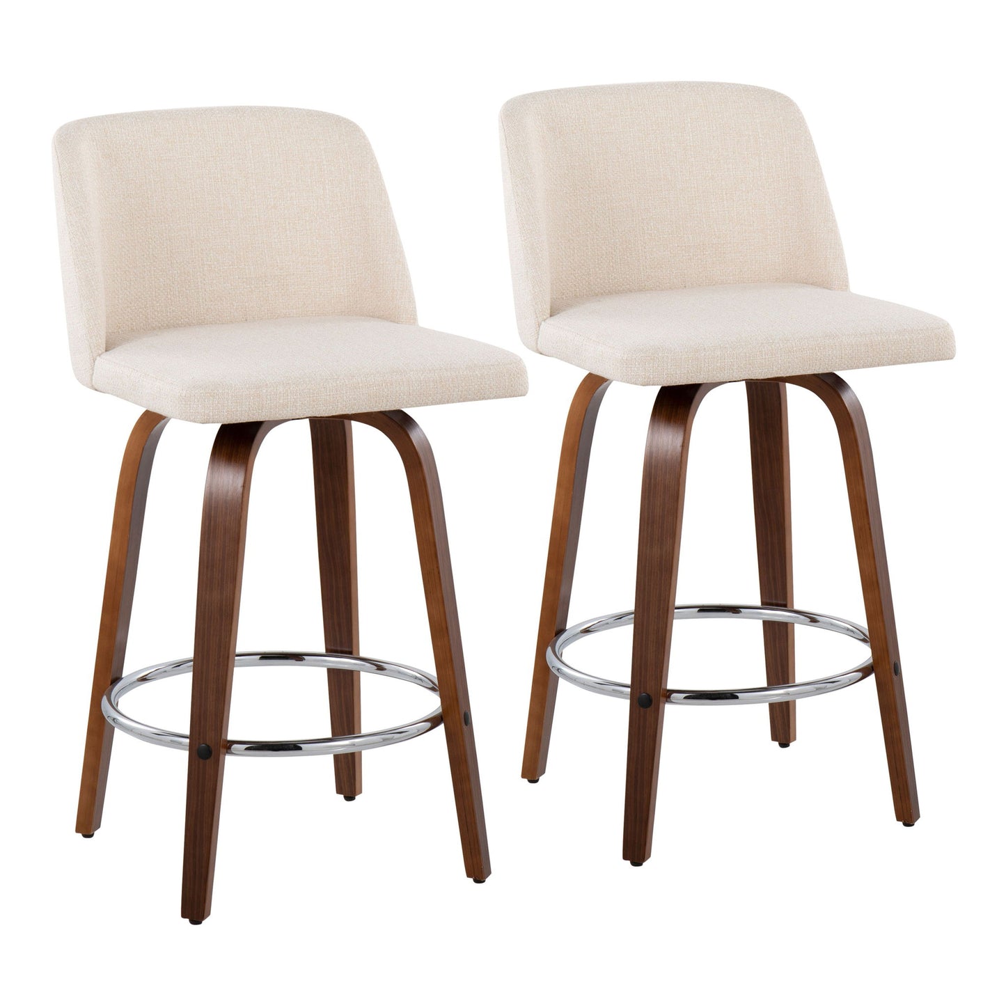 Toriano - Mid-Century Modern Fixed Height Counter Stool With Round Footrest (Set of 2) Lumi Source