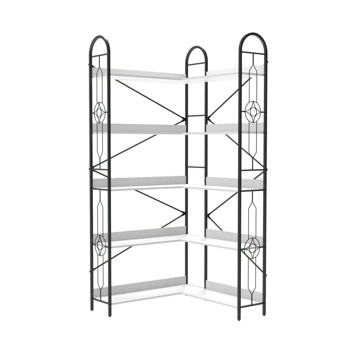 Industrial Style Corner Bookshelf With Thickened Iron Frame Home Essentials