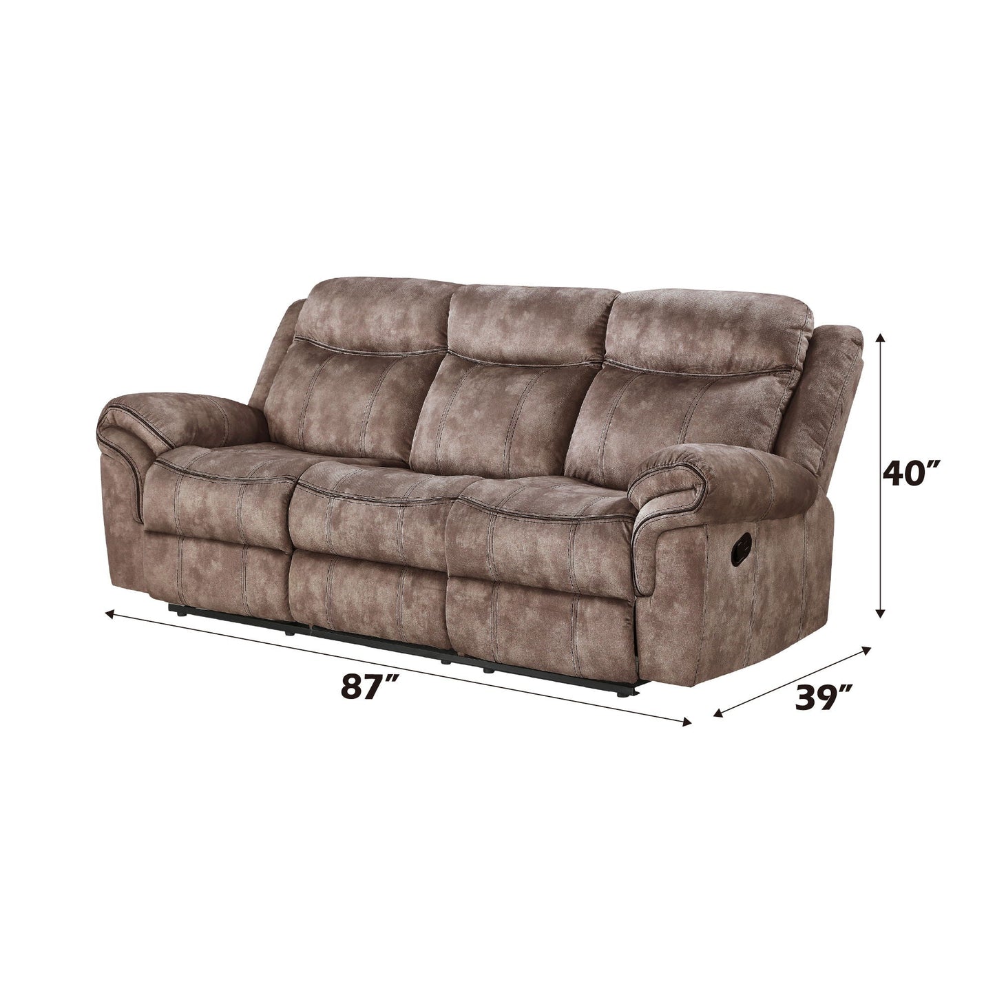 Zubaida - Two Tone Velvet Recliner Sofa With USB Port Drop Down Table Acme