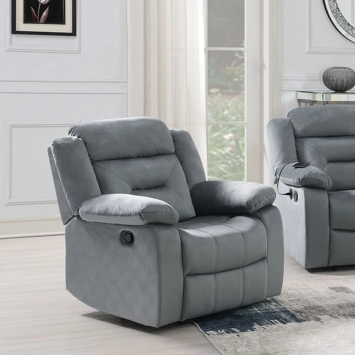 Modern Manual Recliner With Padded Seat And Pillow Arms Home Essentials