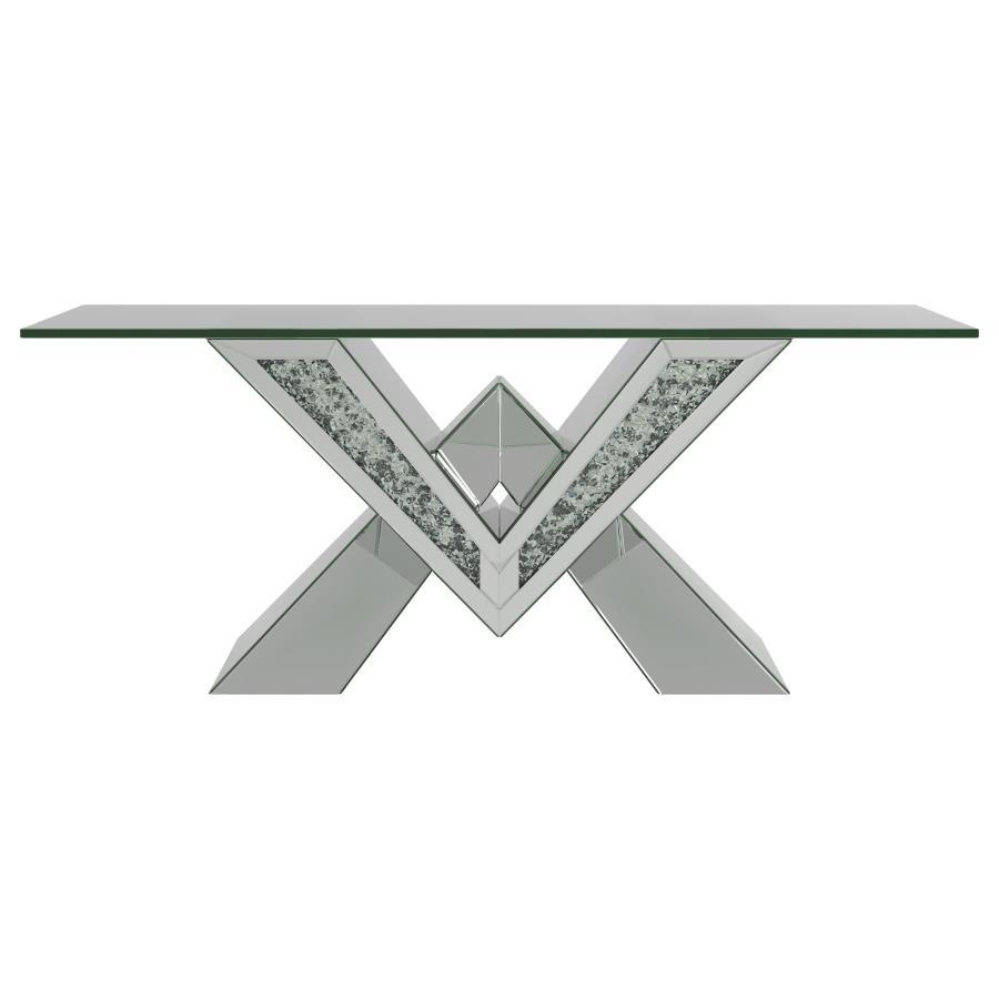 Taffeta - Glass Top Mirrored Acrylic Table CoasterElevations