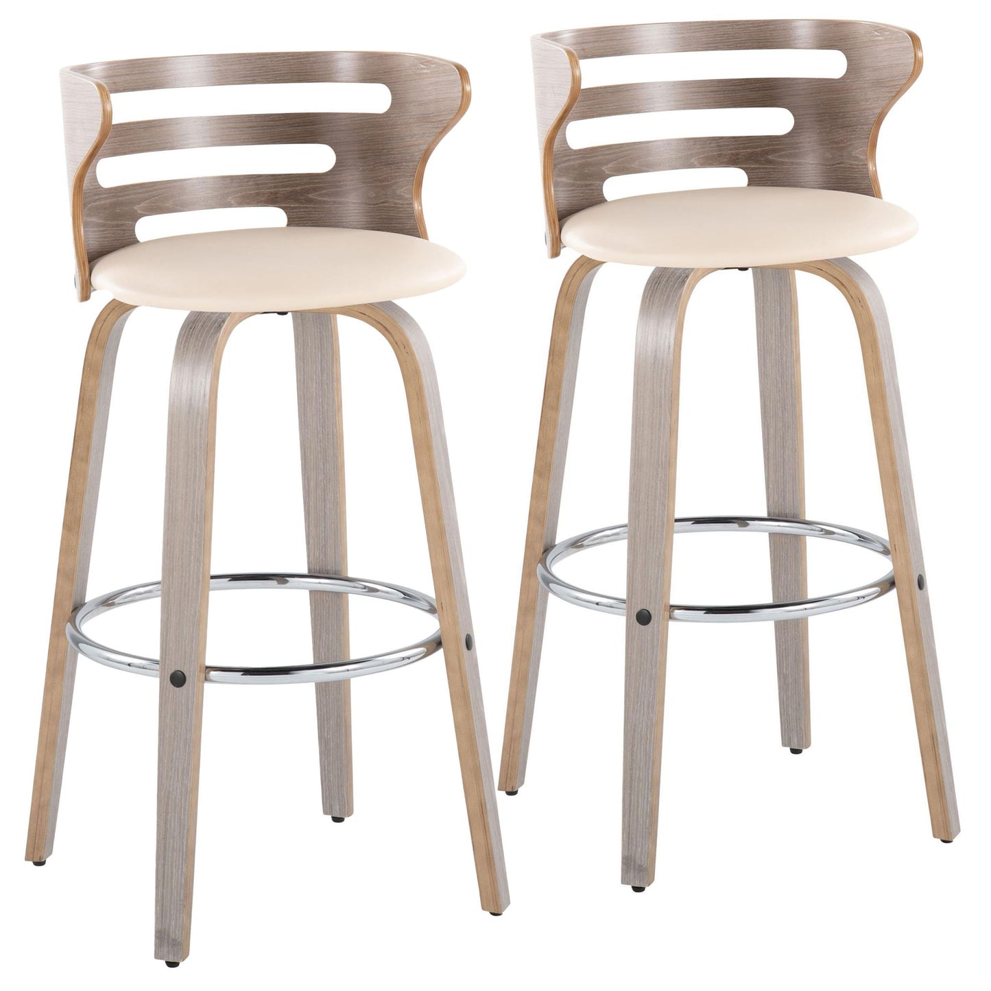 Cosini - Mid Century Modern Fixed Height, Barstool With Swivel With Round Footrest (Set of 2) Lumi Source