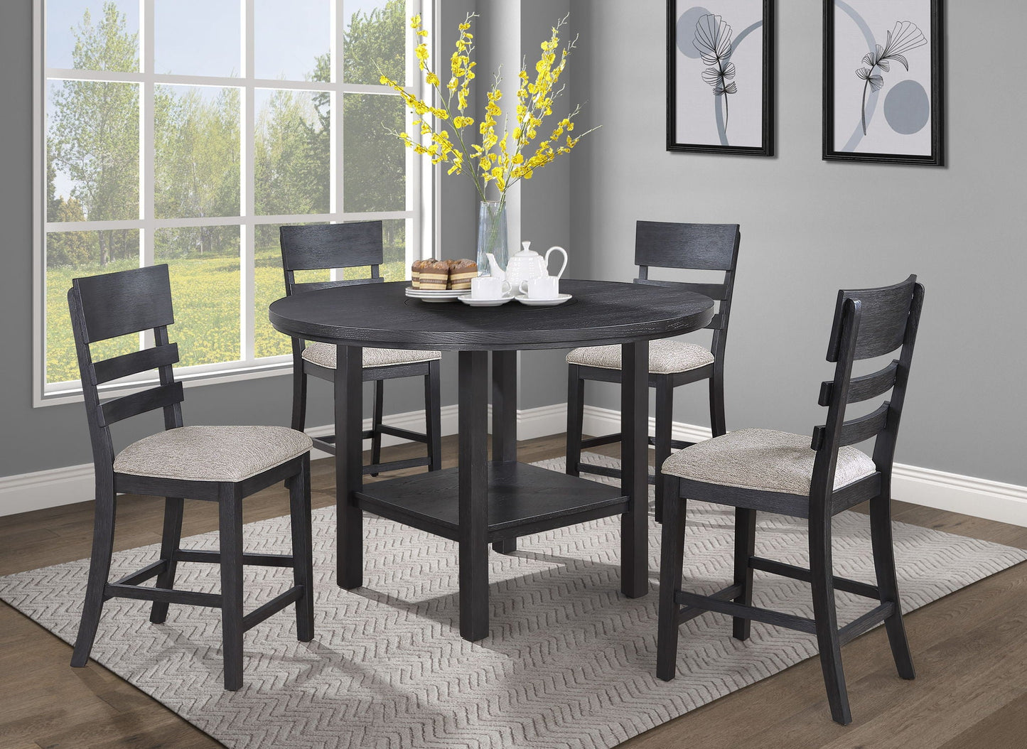 Guthrie - Counter Height Chair (Set of 2) - Charcoal & Gray Crown Mark
