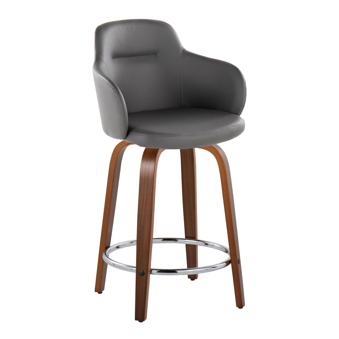 Boyne - Contemporary Fixed Height Counter Stool With Swivel With Round Footrest (Set of 2) Lumi Source