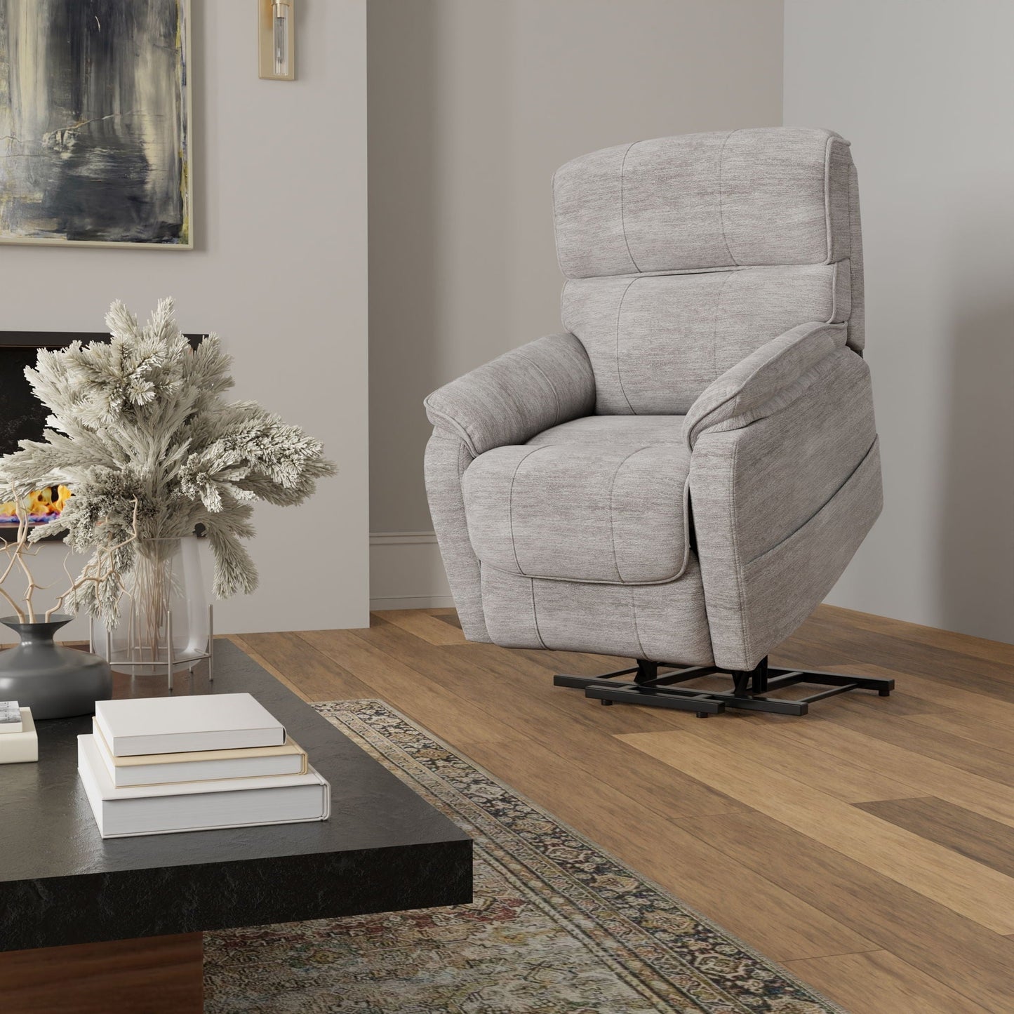 Lucie - Fabric Power Lift Chair - Gray Home Essentials