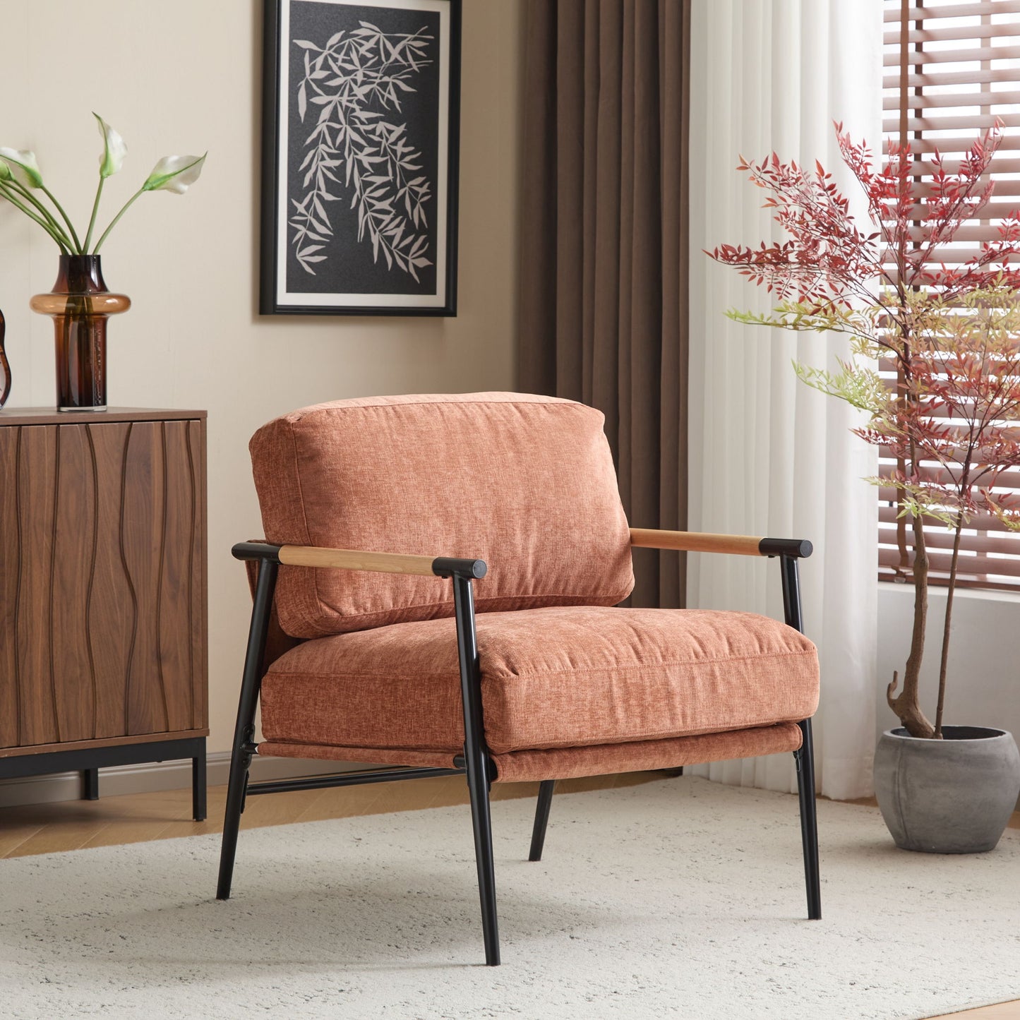 Modern Accent Chair With Cushions, Cozy Seating Noble House