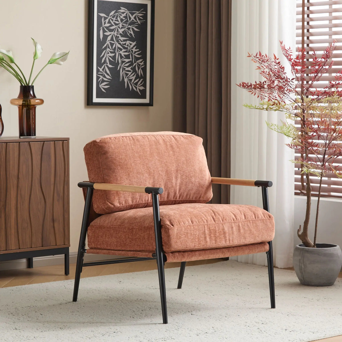 Modern Accent Chair With Cushions, Cozy Seating Noble House