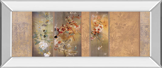 Tea Garden Il By Douglas - Mirror Framed Print Wall Art - Beige Classy Art