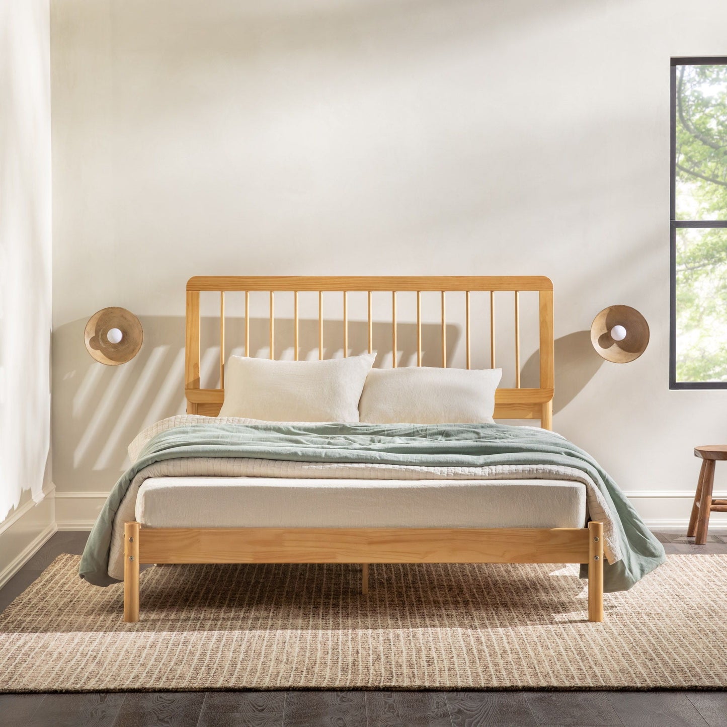 Mid-Century Modern Solid Wood Spindle Bed Walker Edison
