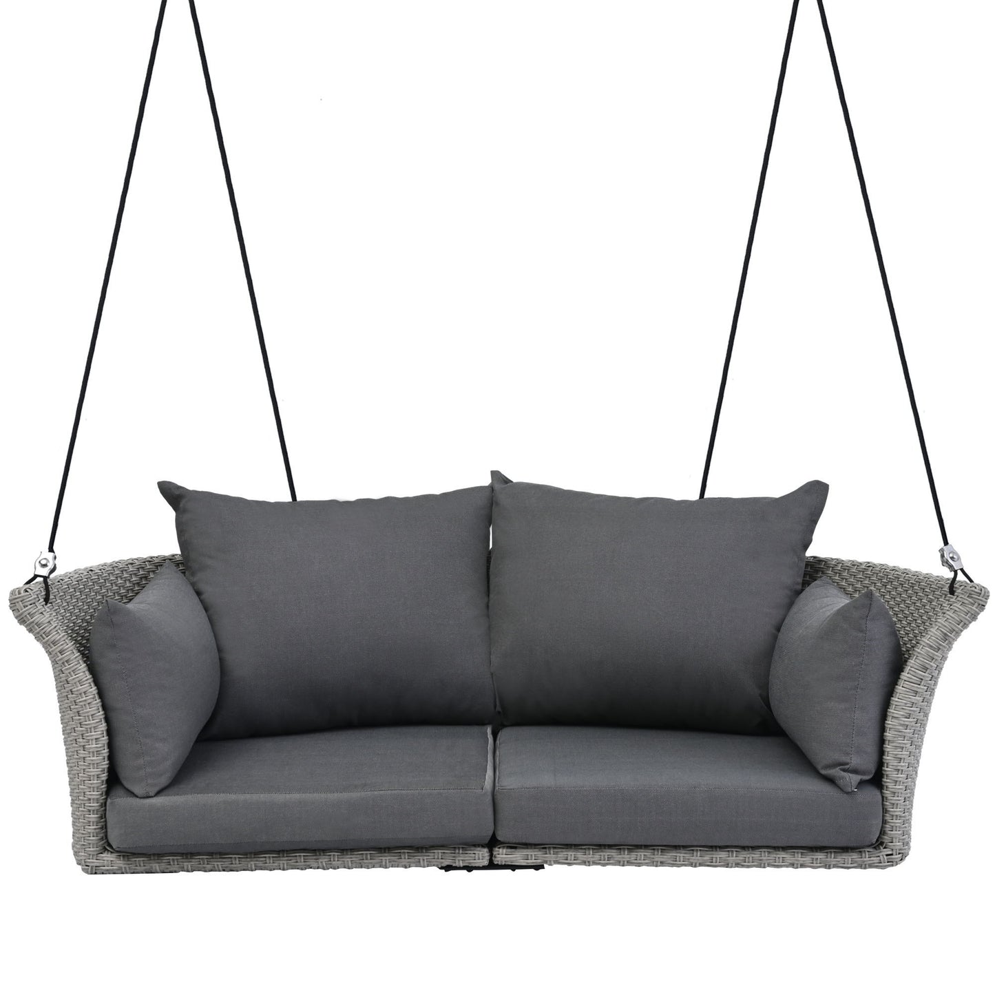 2 Person Hanging Seat, Rattan Woven Swing Chair, Porch Swing With Ropes Hearth and Haven