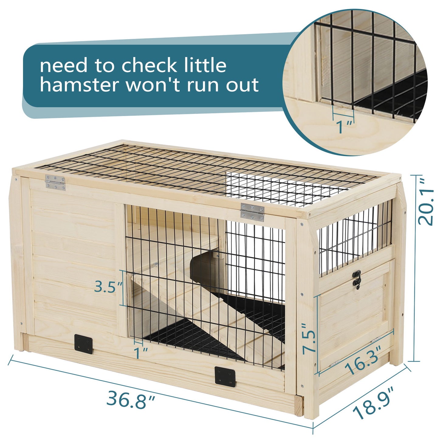 Wooden Rabbit Hutch Indoor Bunny House For Small Animals With Plastic Tray Daily Nest