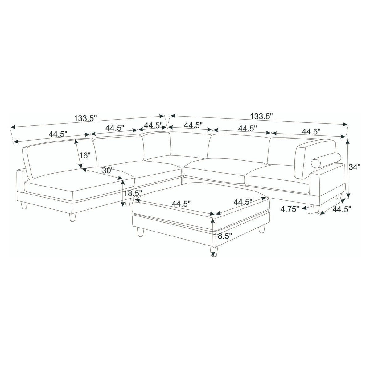 Modern Modular Sectional With Adjustable Back Support Home Essentials