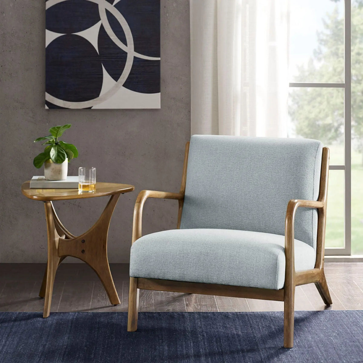 Mid-Century Style Lounge Chair With Upholstered Seat JLA