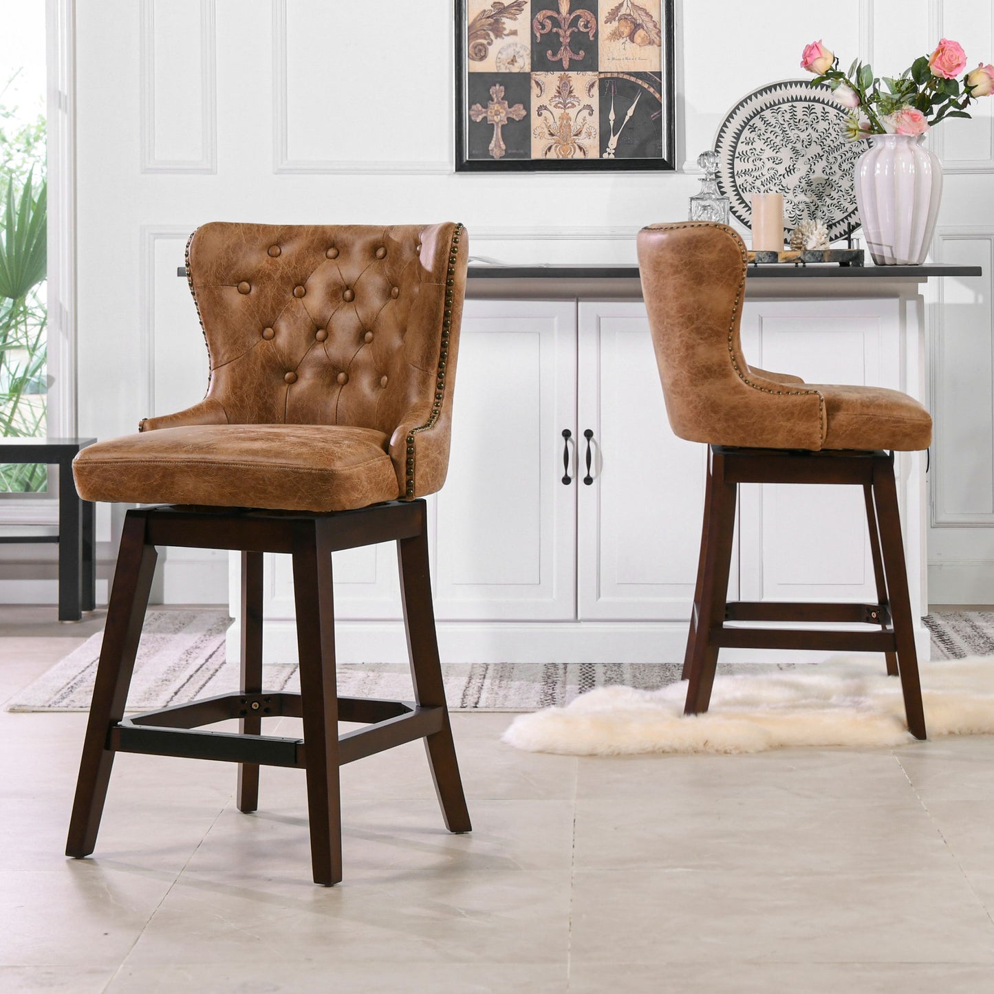 Holmes - Tufted High Back 360 Swivel Counter Height Barstool Jennifer Taylor Home