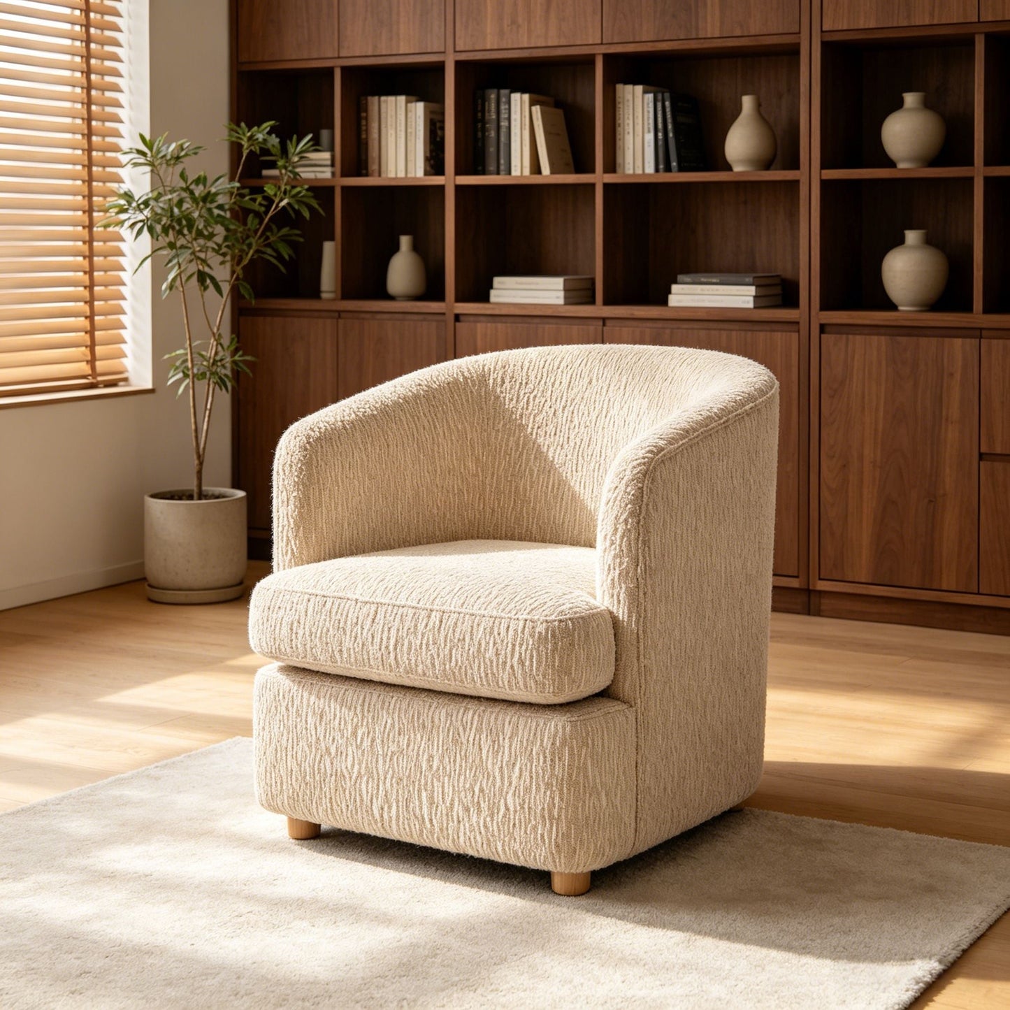 Arm Lounge Chair With Removable Seat Cushion - Light Brown Home Essentials