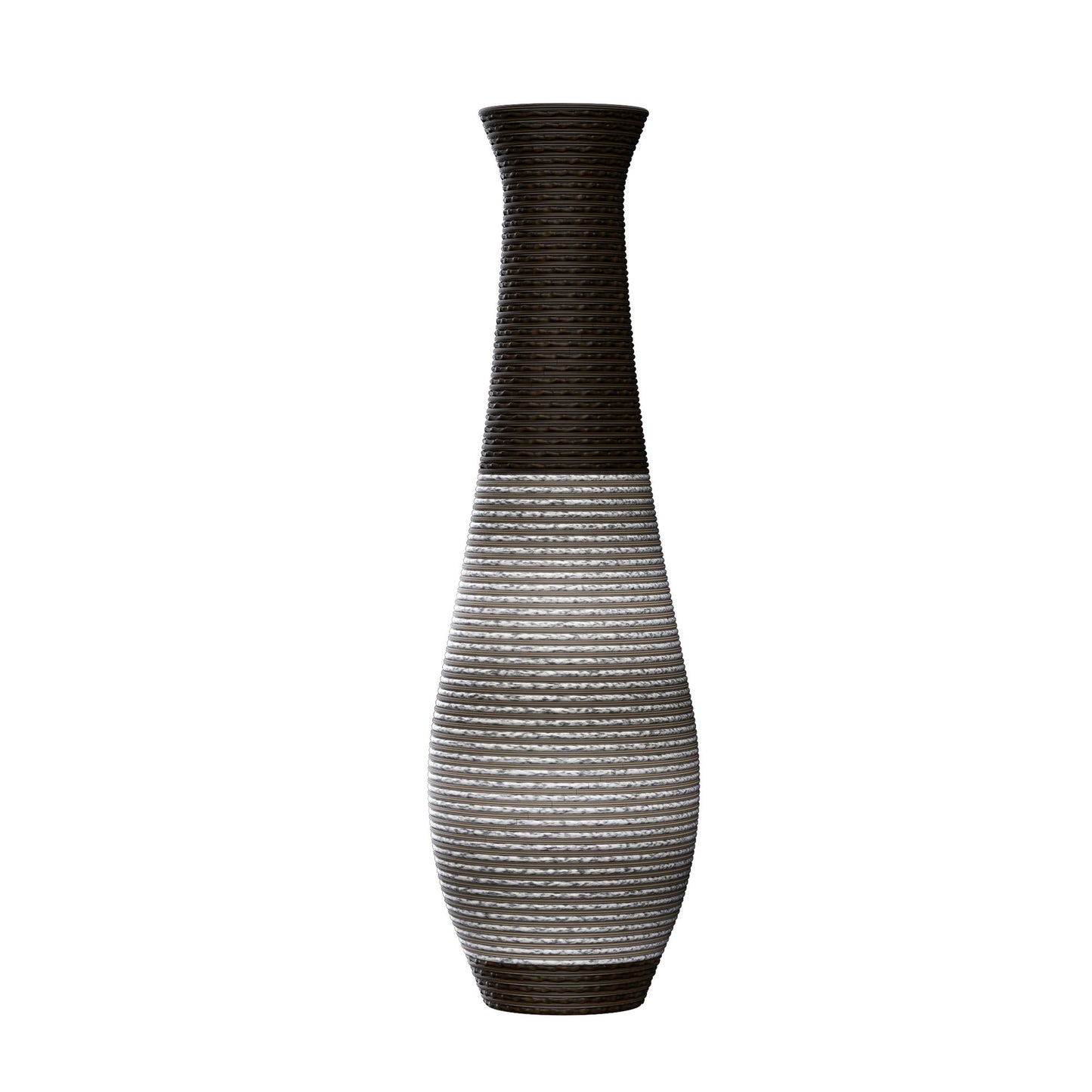 Tall Standing Designer Floor Vase Durable Artificial Rattan Elegant 2 Tone Finish Ideal Decor Accent For Living Room, Bedroom, Entryway Stylish Home Decor Statement Piece - Black / Gray Daily Nest