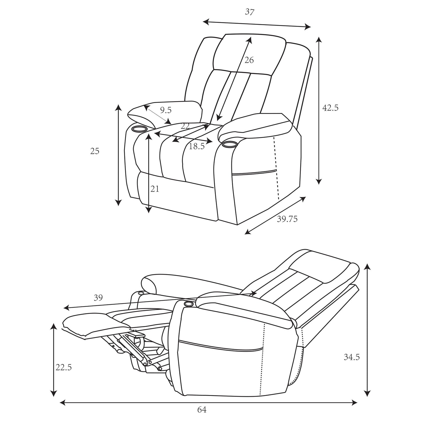 Beca - Upholstered Power Lift Recliner With Cupholders And USB Charging Furniture Max