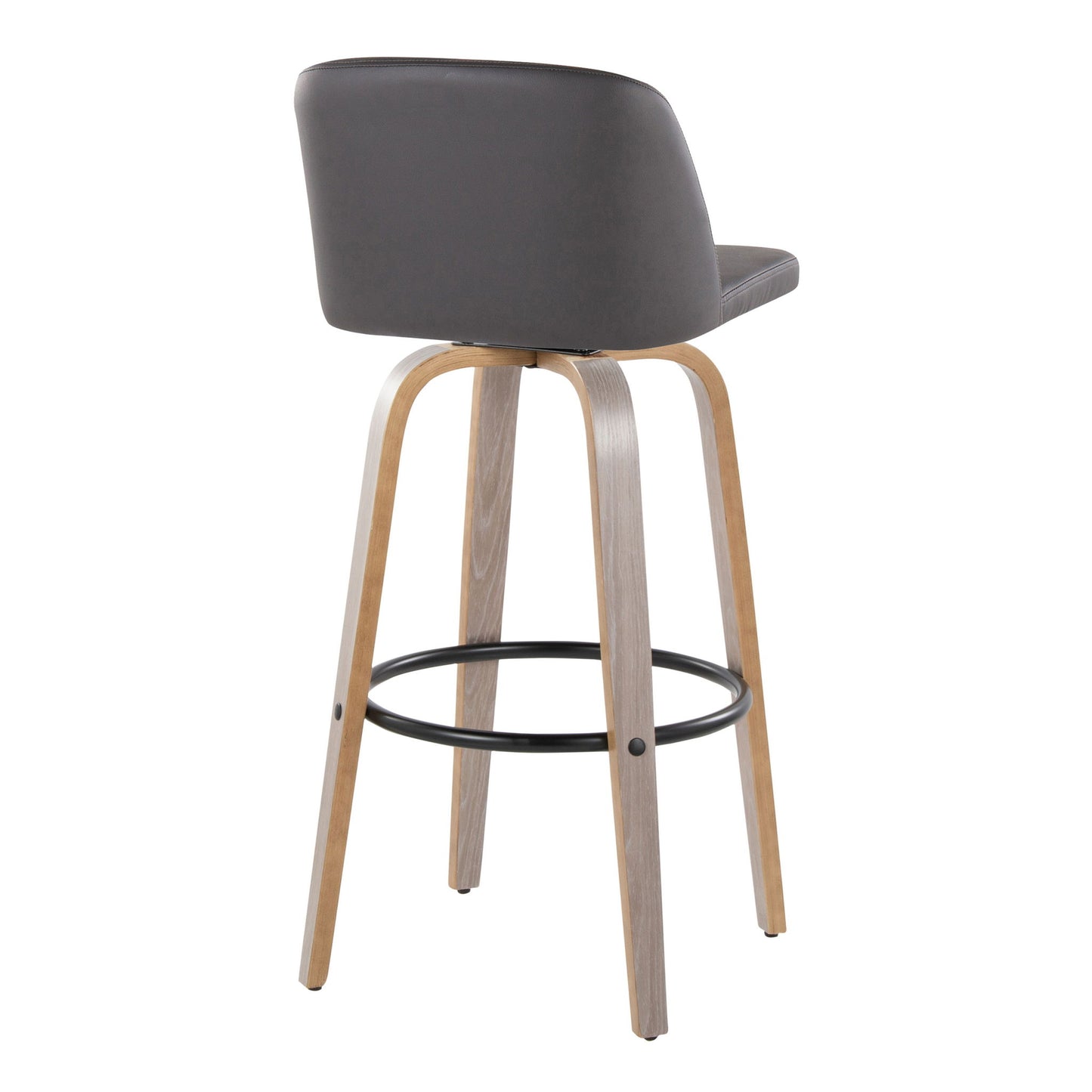 Toriano - Mid-Century Modern Fixed Height BarStool With Round Footrest (Set of 2) Lumi Source