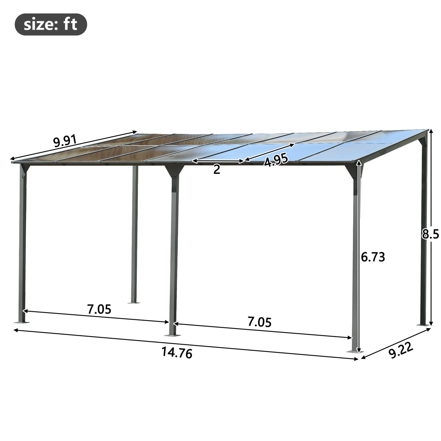 Outdoor Wall Mounted Gazebo With Sloped Roof Design, Uv Protection, And Durable Iron Frame - Gray Hearth and Haven