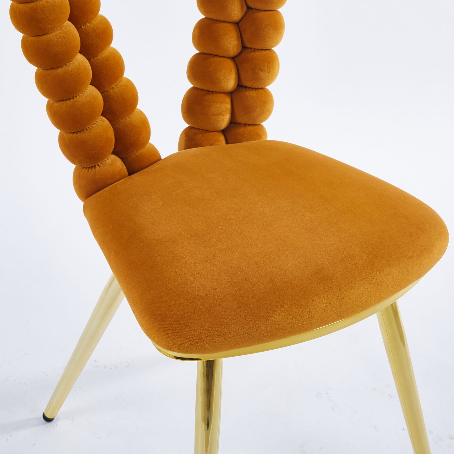 Modern Chair With Iron Tube Legs, Soft Cushions And Comfortable Backrest, Suitable For Dining Room, Living Room, Cafe, Hairball Back Home Essentials