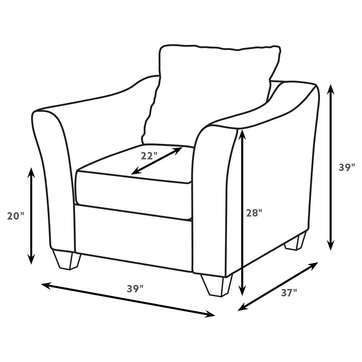 Paige - Flared Arm Chair - Charcoal Gray Furniture Max