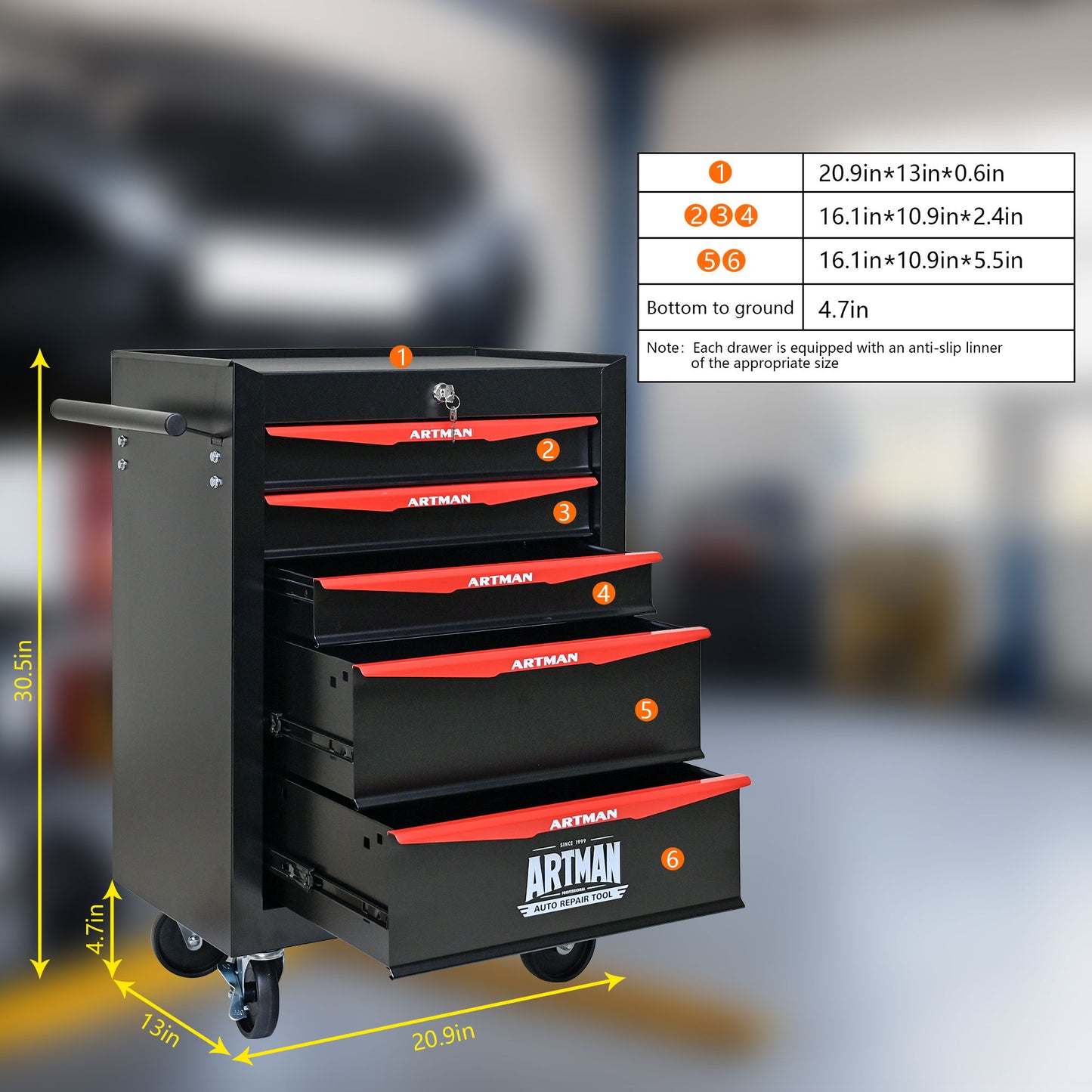 Rolling Metal Tool Chest With Drawers, Steel Storage Cabinet With Ball Bearing Slides Daily Nest