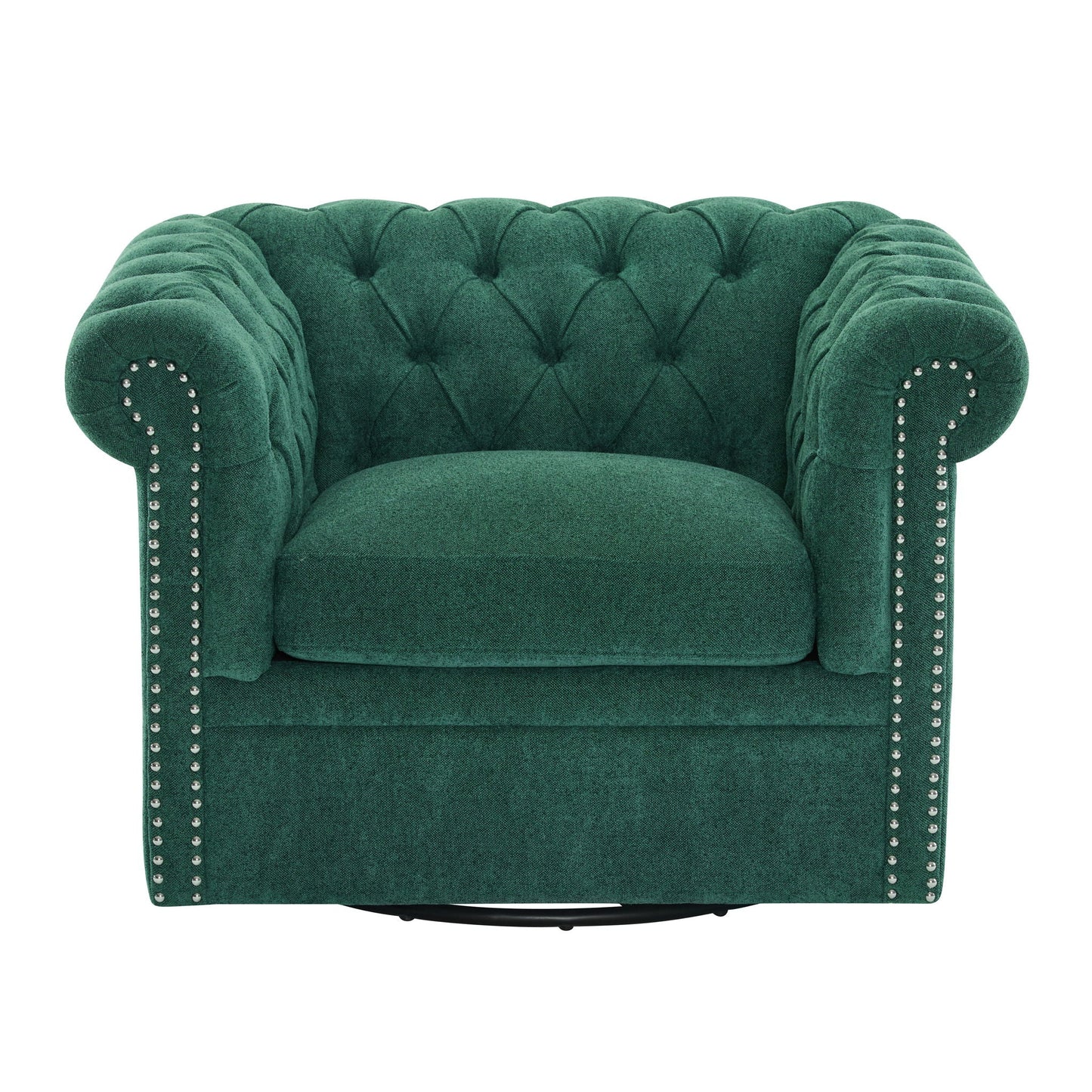 Chesterfield Swivel Club Chair With 360 Degree Rotation - Dark Green Noble House