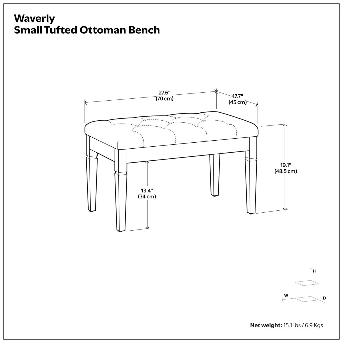 Waverly - Upholstered Tufted Ottoman Bench Simpli-Home