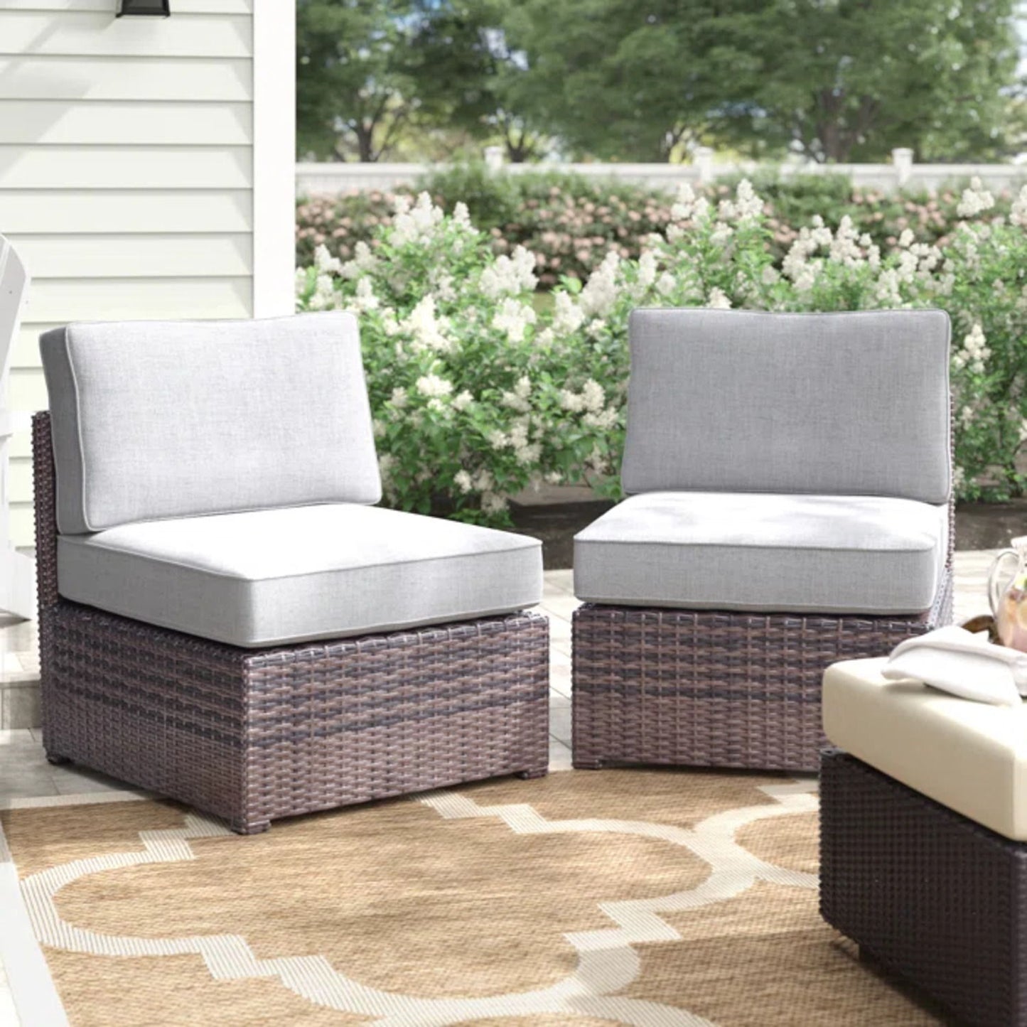 Armless Patio Chair With Cushions LSI Patio Furniture