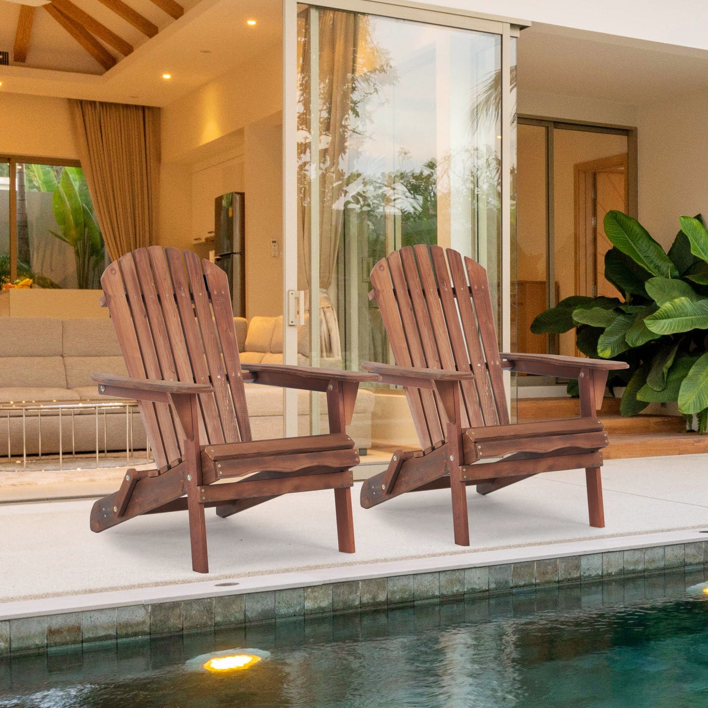 Lounge Patio Chair For Garden Outdoor Wooden Folding Adirondack Chair (Set of 2) Solid Cedar Wood Lounge Patio Chair For Garden Home Essentials