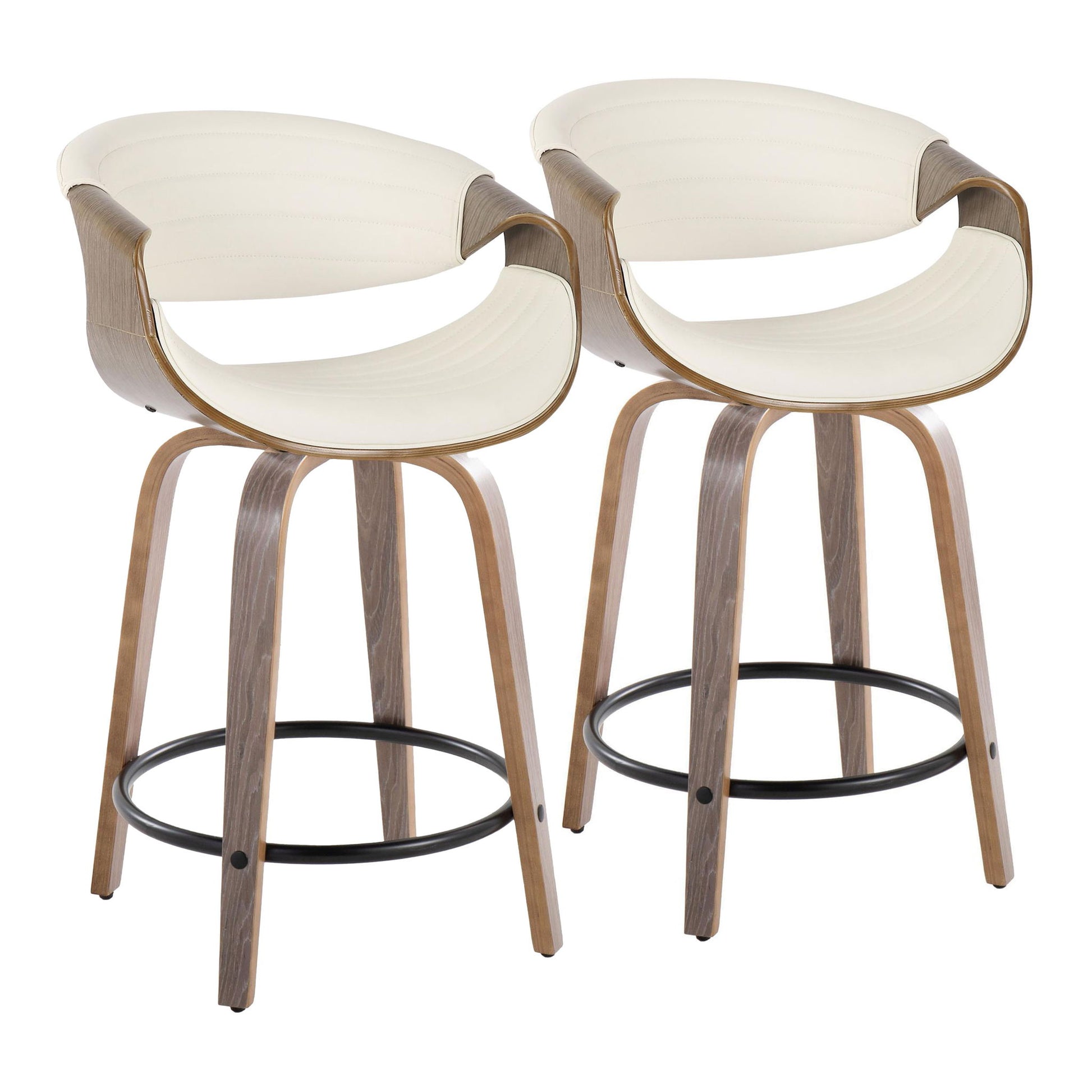 Symphony - Mid Century Modern Fixed Height Counter Stool With Swivel And Round Footrest (Set of 2) Lumi Source