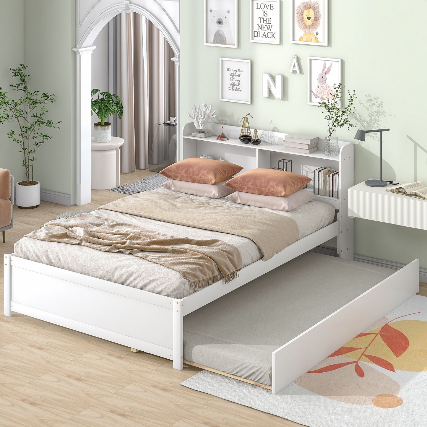 Full Bed With Trundle, Bookcase Home Essentials