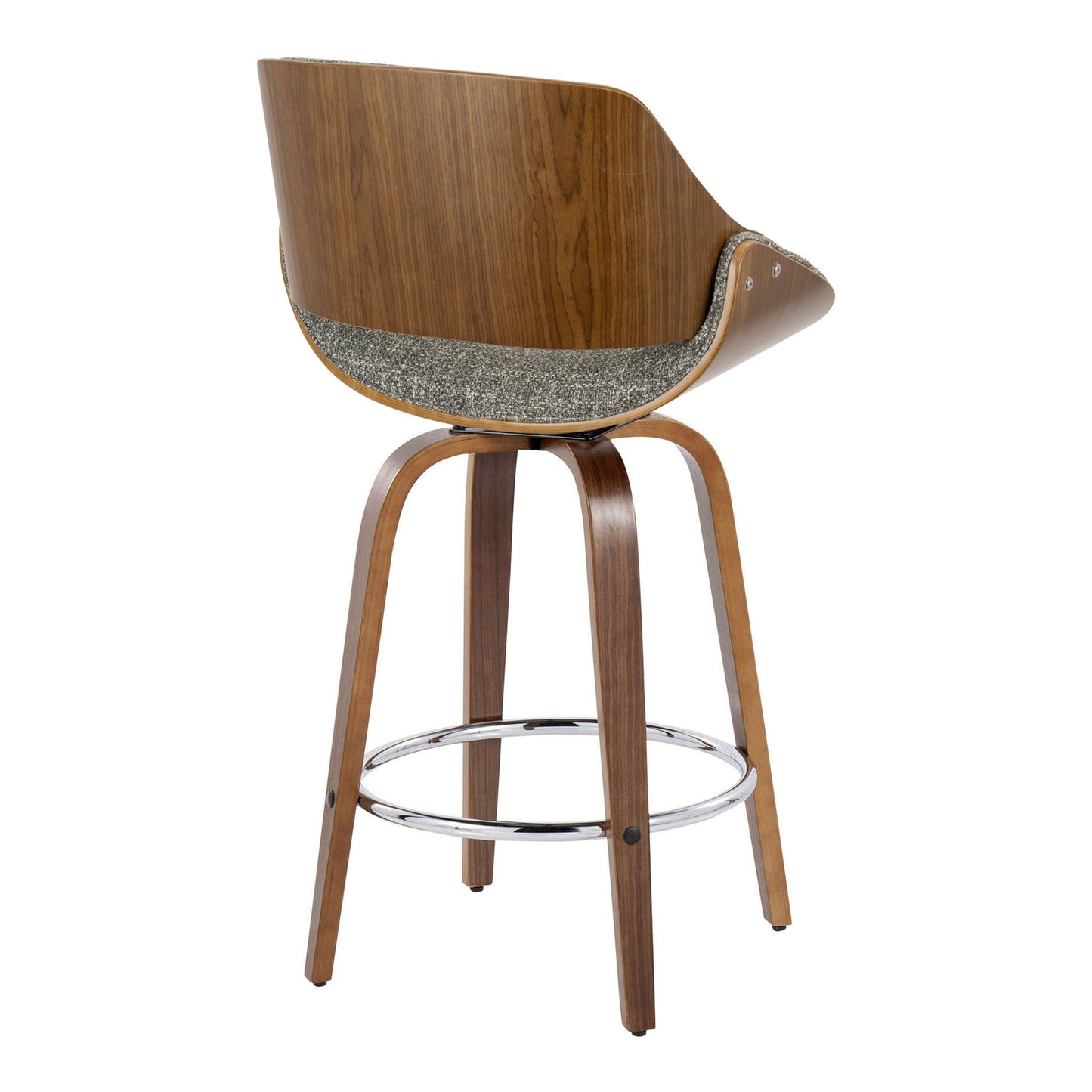 Fabrizzi - Mid Century Modern Fixed Height Counter Stool With Swivel With Round Footrest (Set of 2) Lumi Source