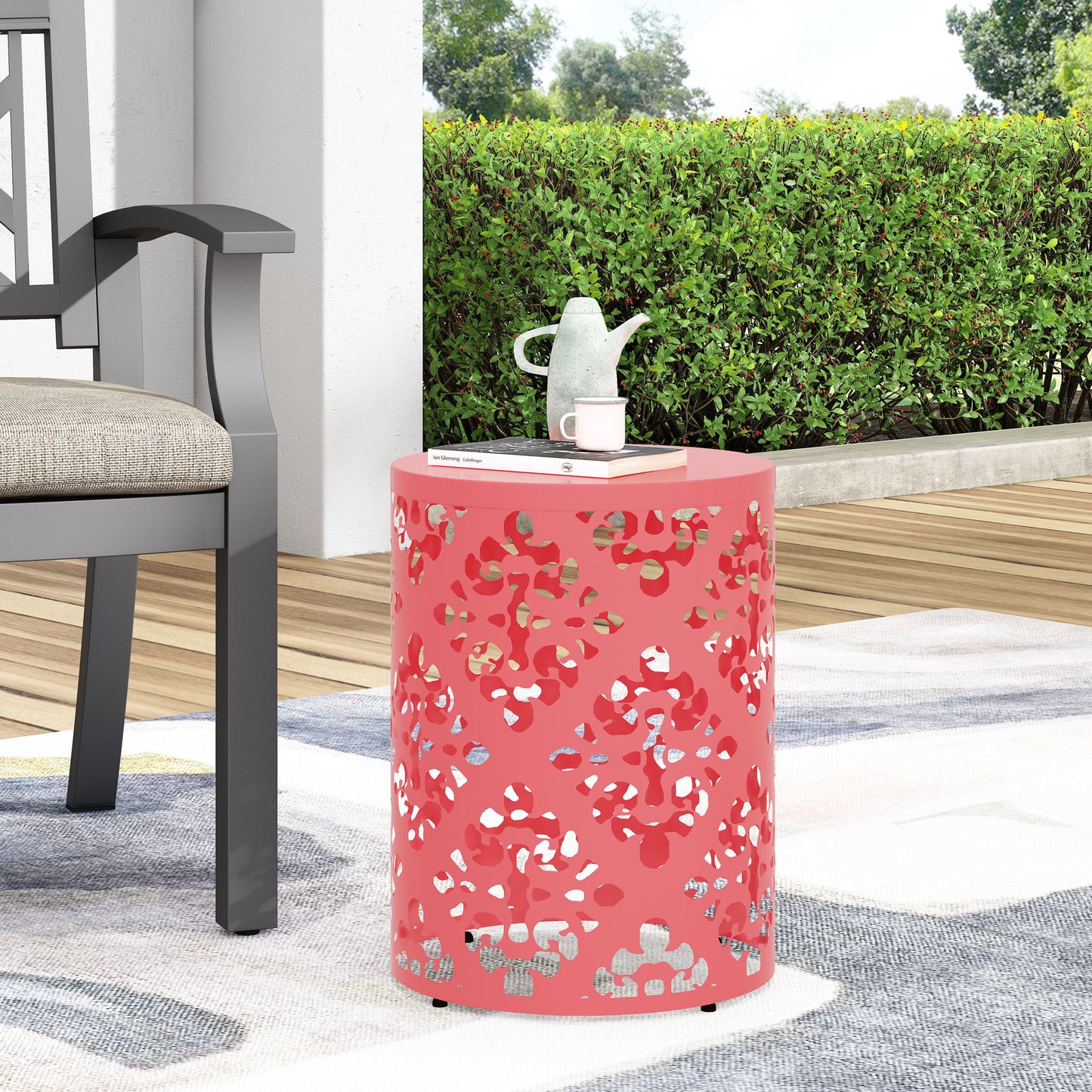 Outdoor Metal Modern Design End Table Noble House