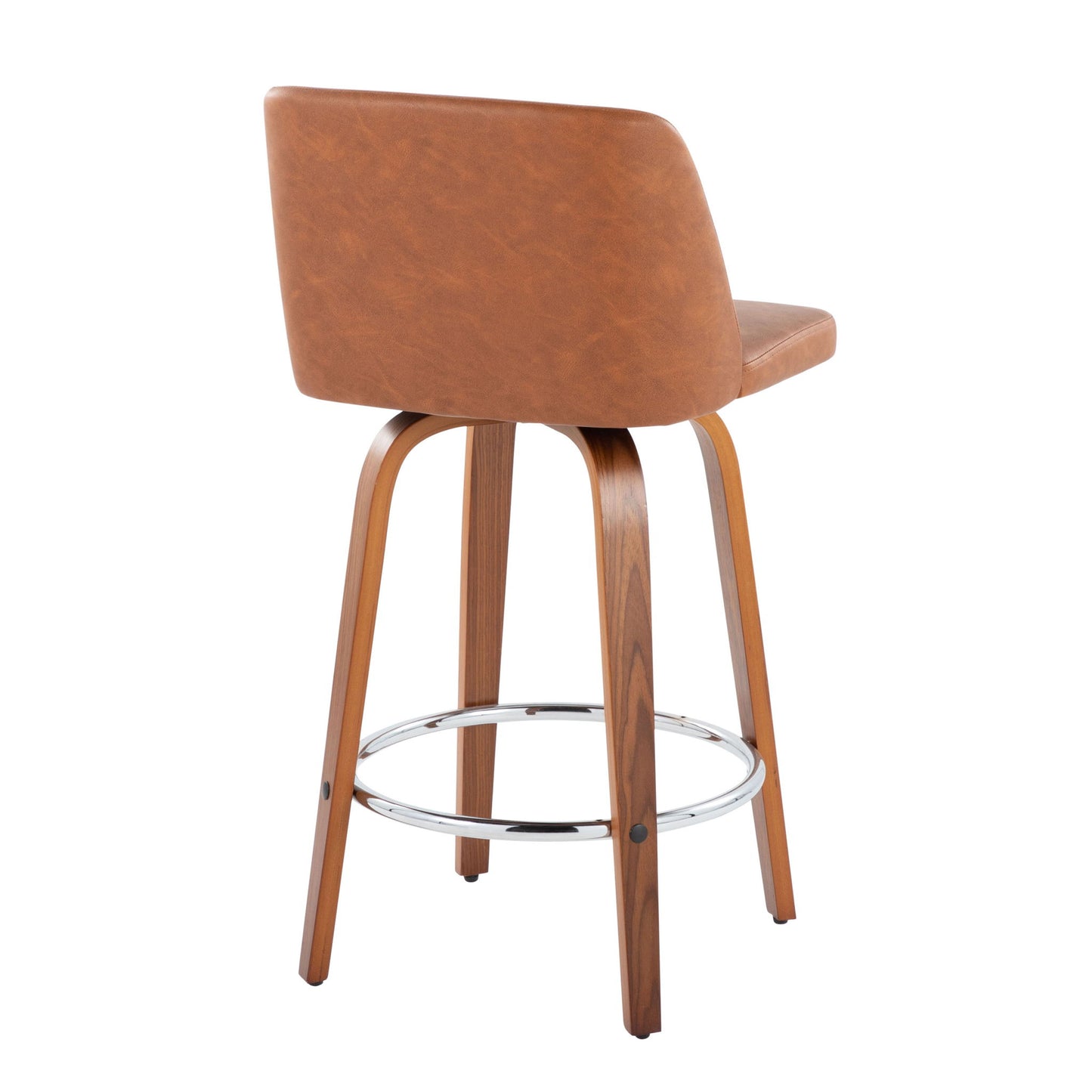 Toriano - Contemporary Fixed Height Counter Stool With Swivel & Round Footrest (Set of 2) - Walnut / Camel Lumi Source