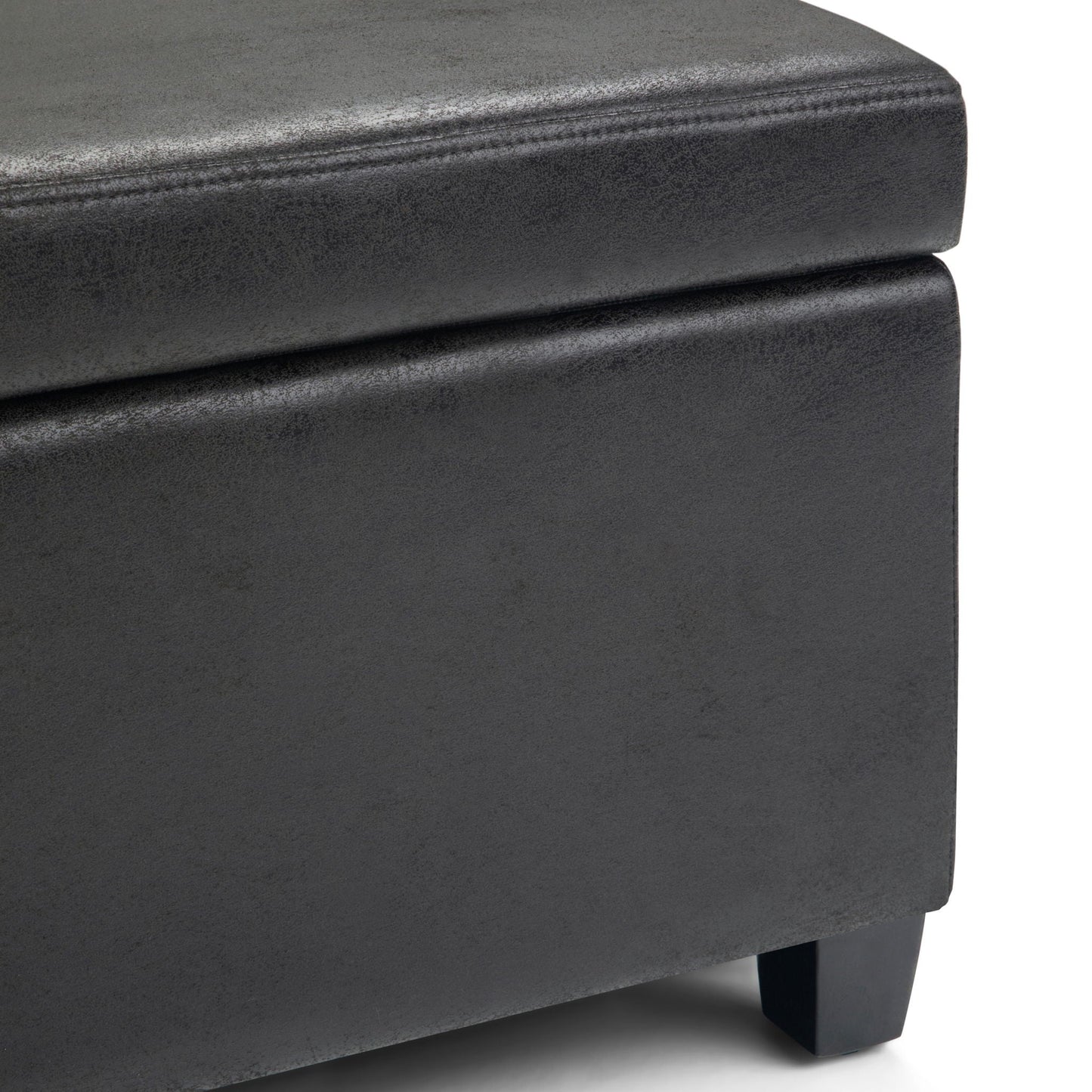 Avalon - Storage Ottoman Bench - Distressed Black Simpli-Home