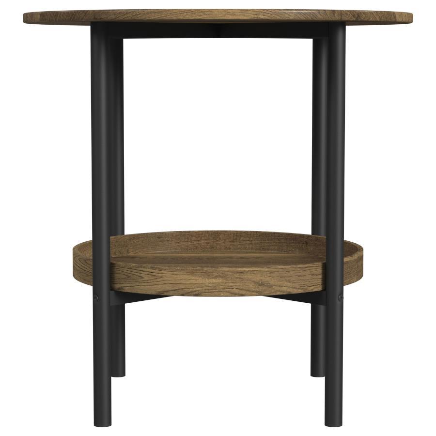 Delfin - Round Glass Top Side End Table - Black And Brown Coaster Fine Furniture
