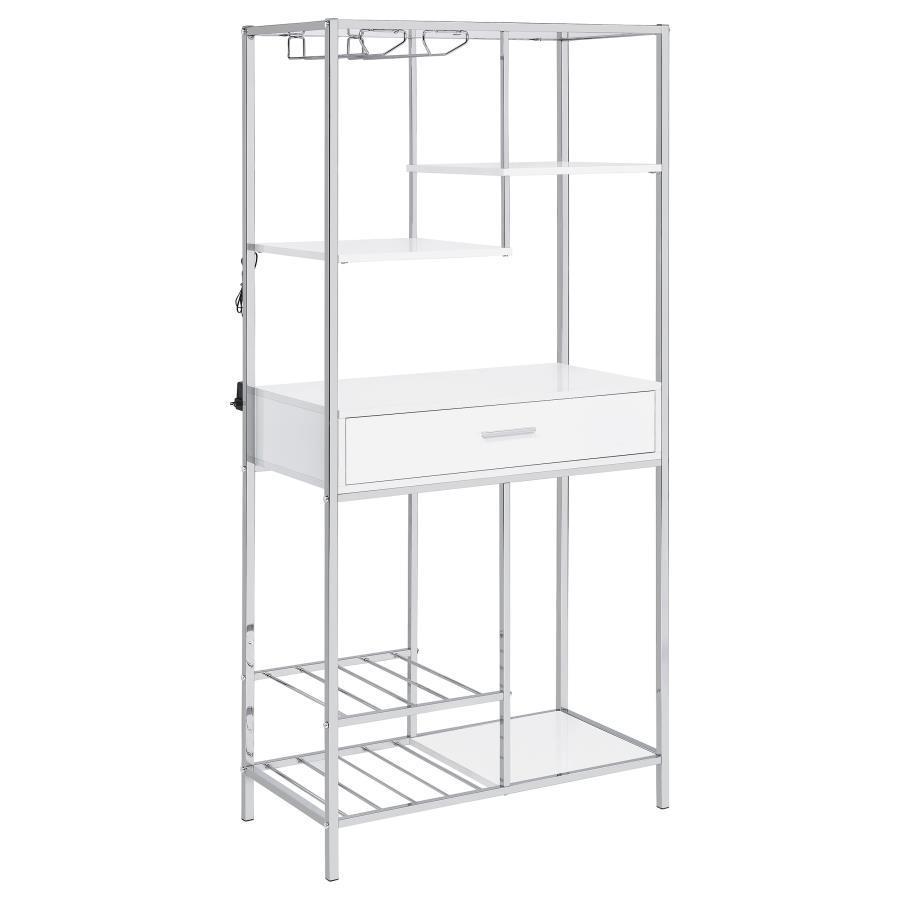 Figueroa - 5-Shelf Wine Storage Bar Cabinet - White High Gloss Coaster Fine Furniture