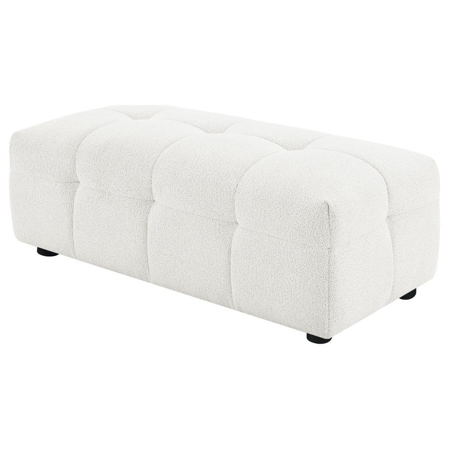 Everly - Boucle Upholstered Rectangular Ottoman - White Coaster Fine Furniture