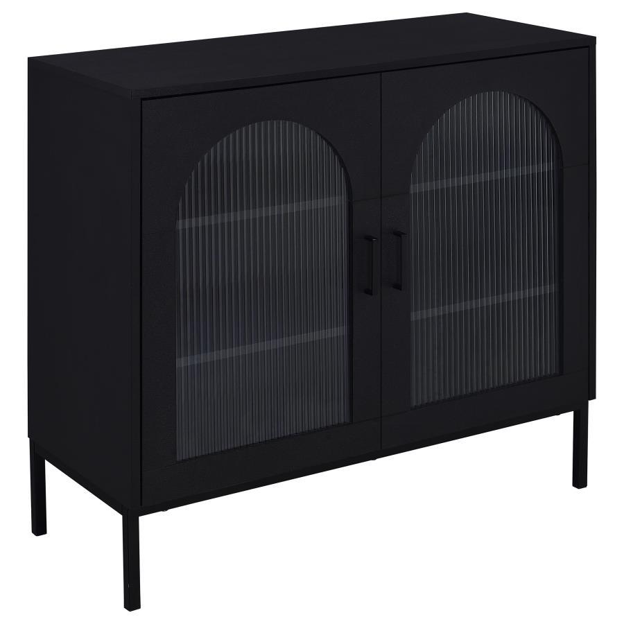Jess - 2-Door Arched Fluted Glass Accent Cabinet - Black Coaster Fine Furniture
