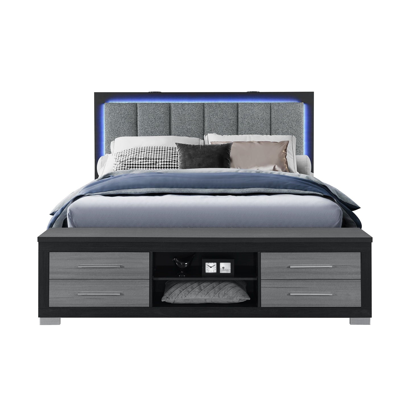Messa - Bed With Storage Features And LED Lighting Global Furniture USA