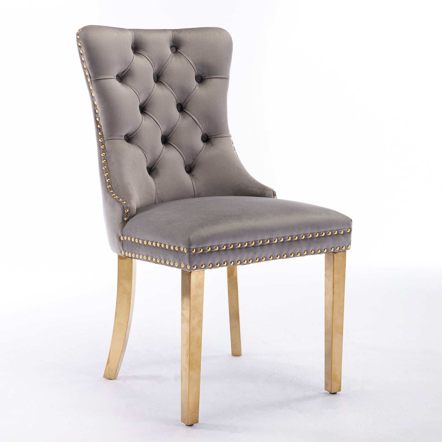 Nikki - Modern, High-End Tufted Solid Wood Contemporary Velvet Upholstered Dining Chair With Golden Stainless Steel Plating Legs, Nailhead Trim (Set of 2) Home Essentials