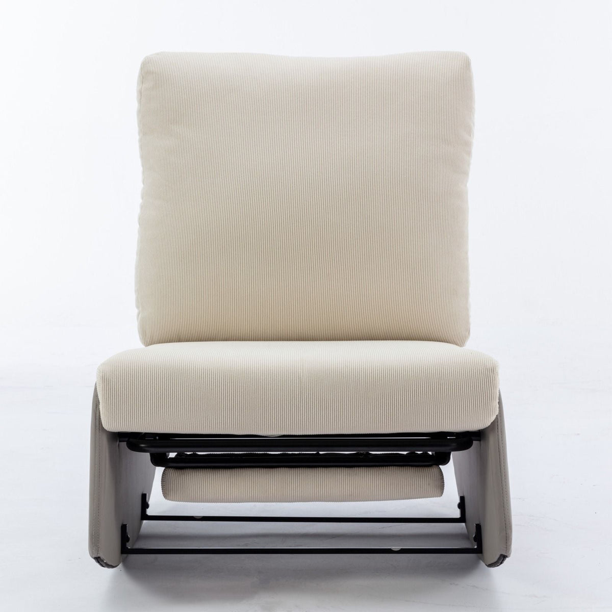 Modern Rocking Chair Recliner, Comfy Rocker Nursery Chair With Footrest, Accent Reading Chair, Upholstered Lounge Chair For Relaxing, Resting, Soft Padded Rocker For Indoor Living Room Bedroom - Gray / Beige Home Essentials