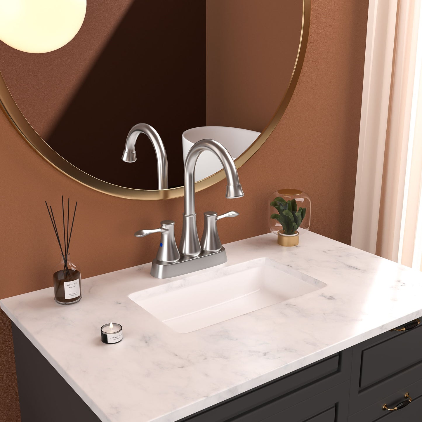 4" Centerset Bathroom Faucet With Pop Up Drain And Water Supply Lines - Brushed Nickel Daily Nest