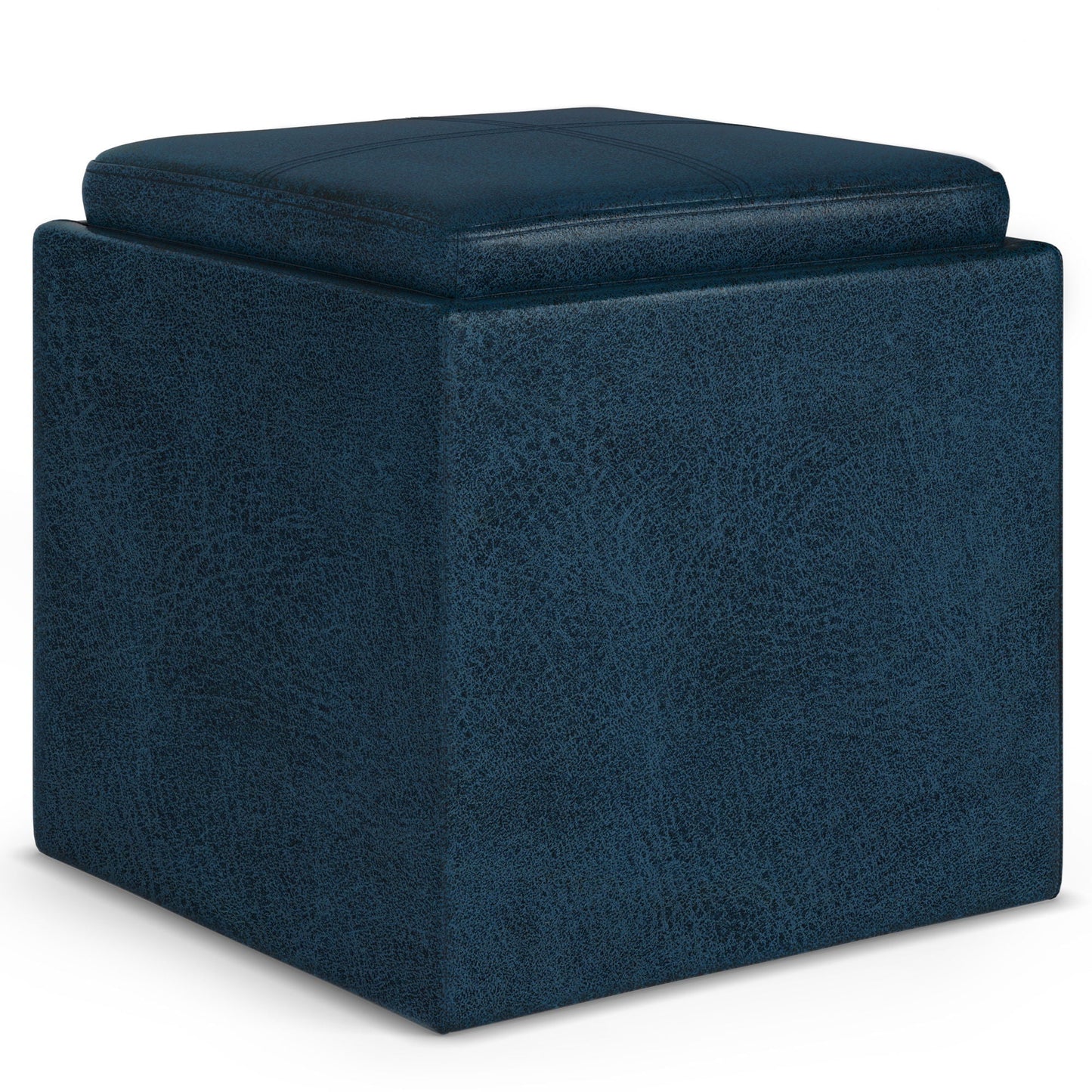 Rockwood - Upholstered Cube Storage Ottoman With Tray Simpli-Home