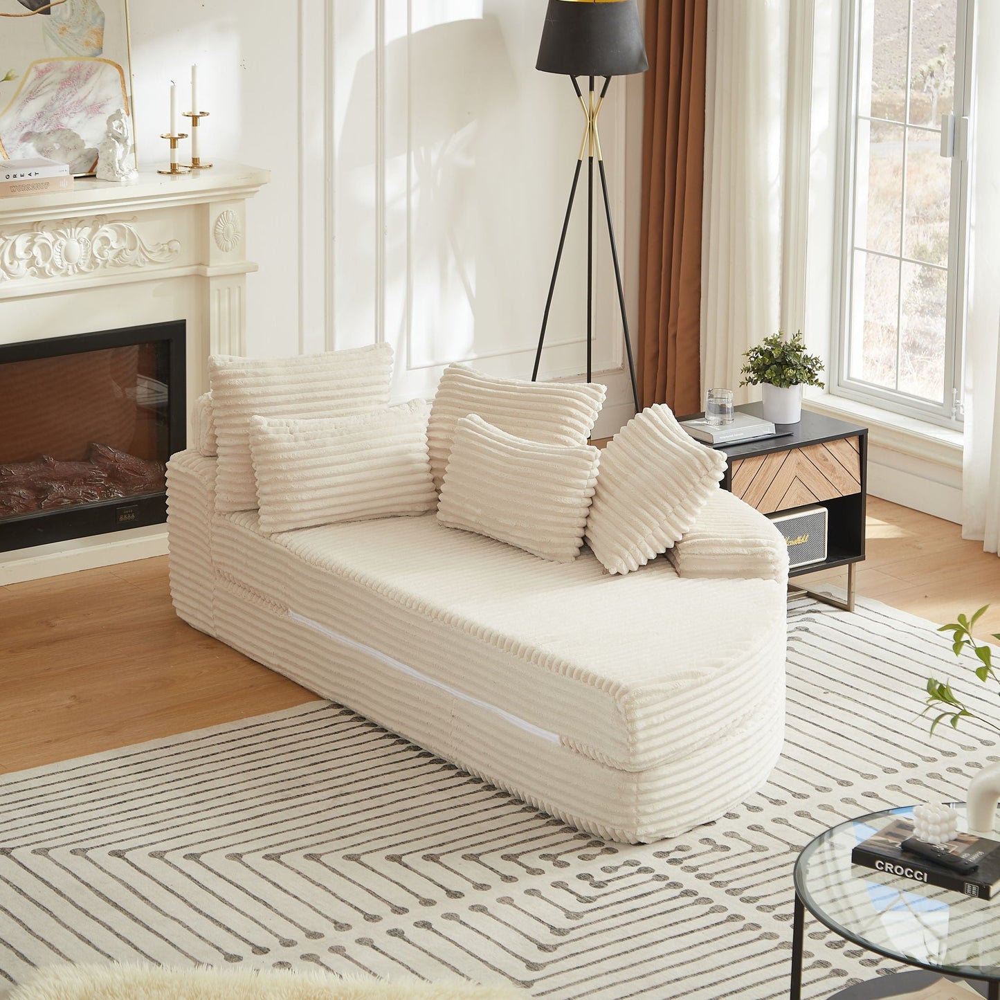 Semi Circular 2 In 1 Sofa Bed With Neck Pillow Home Essentials